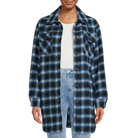 Time and Tru Plaid Belted Utility Shacket Coat - Picture 9 of 9